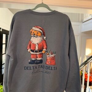 Gray Delta Tau Delta Sz lg Santa Crewneck Sweatshirt polo bear Christmas